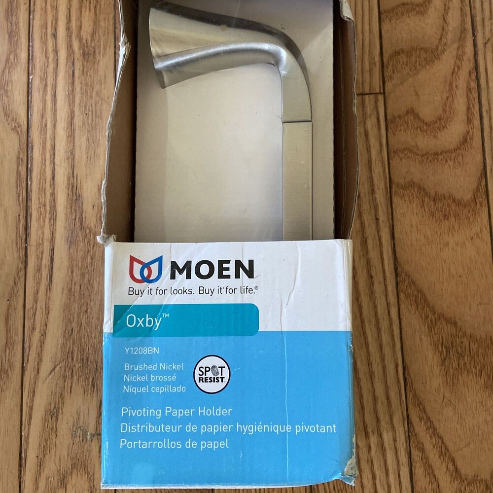Moen Oxby Y1208BN Brushed Nickel Pivoting Wall Mounted Toilet Paper Holder NEW